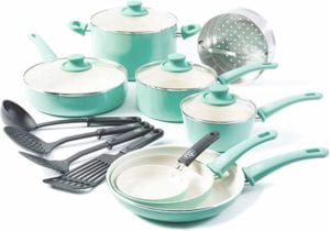 GreenLife Soft Grip 16pc Ceramic Non-Stick Cookware Set