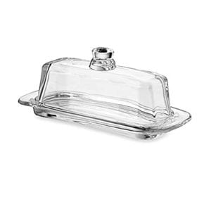 Glass Butter Dish with Handled Lid