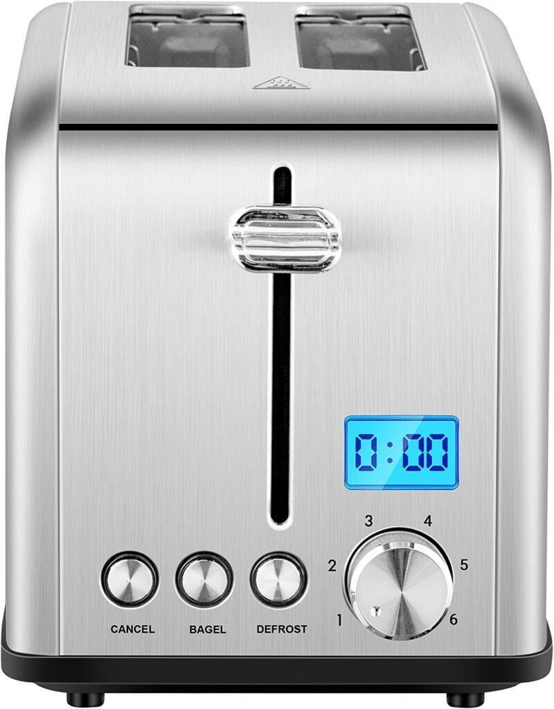 Toaster 2 Slice, REDMOND Stainless Steel Toaster with LED Countdown Timer Display1